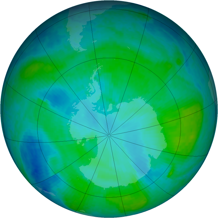 Antarctic ozone map for 18 January 2004
